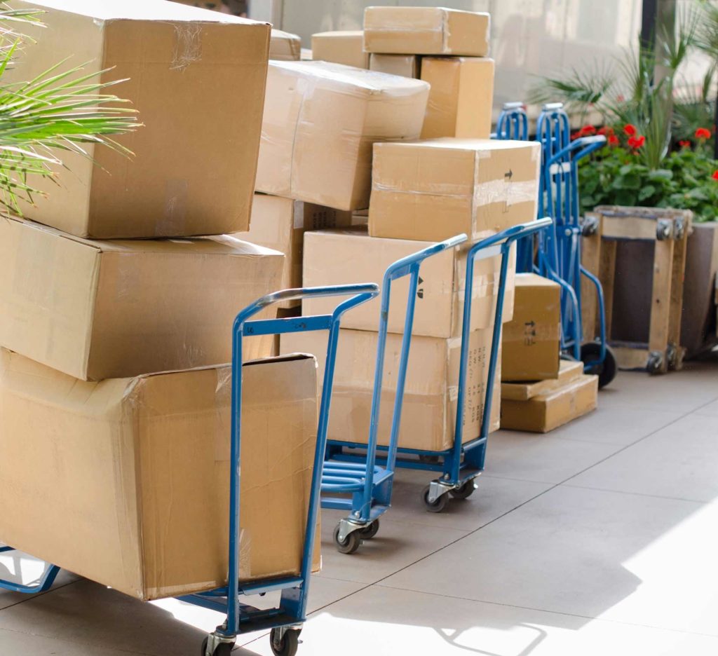A bunch of boxes are stacked on top of each other
